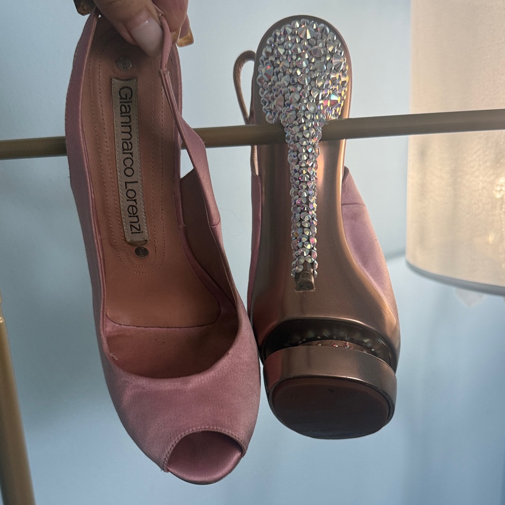 Gianmarco Lorenzi Pink Crystal-Embellished Heels